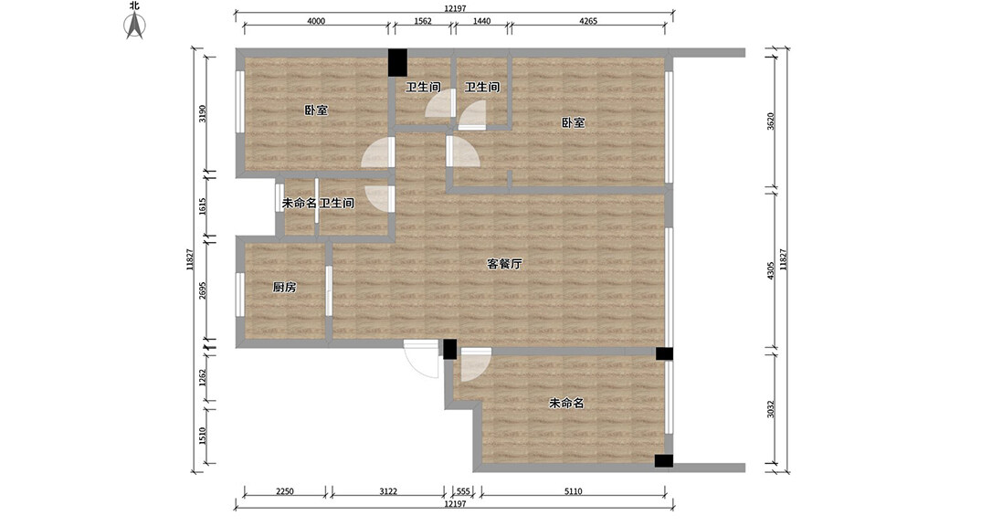 绿城晓峰湖畔130㎡三室二厅户型平面结构图.jpg