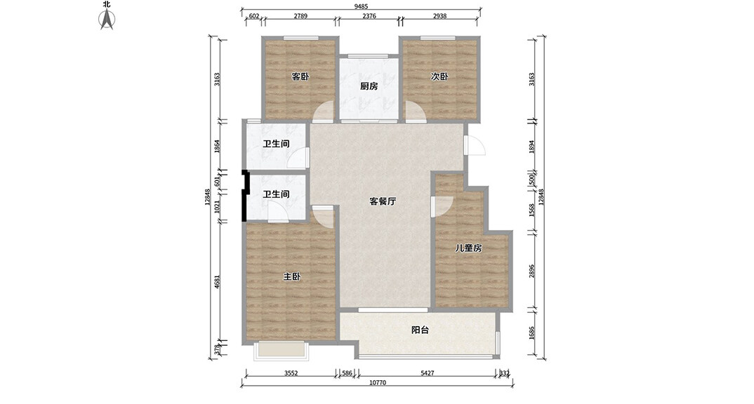 新城玺樾130㎡四室两厅户型平面结构图.jpg