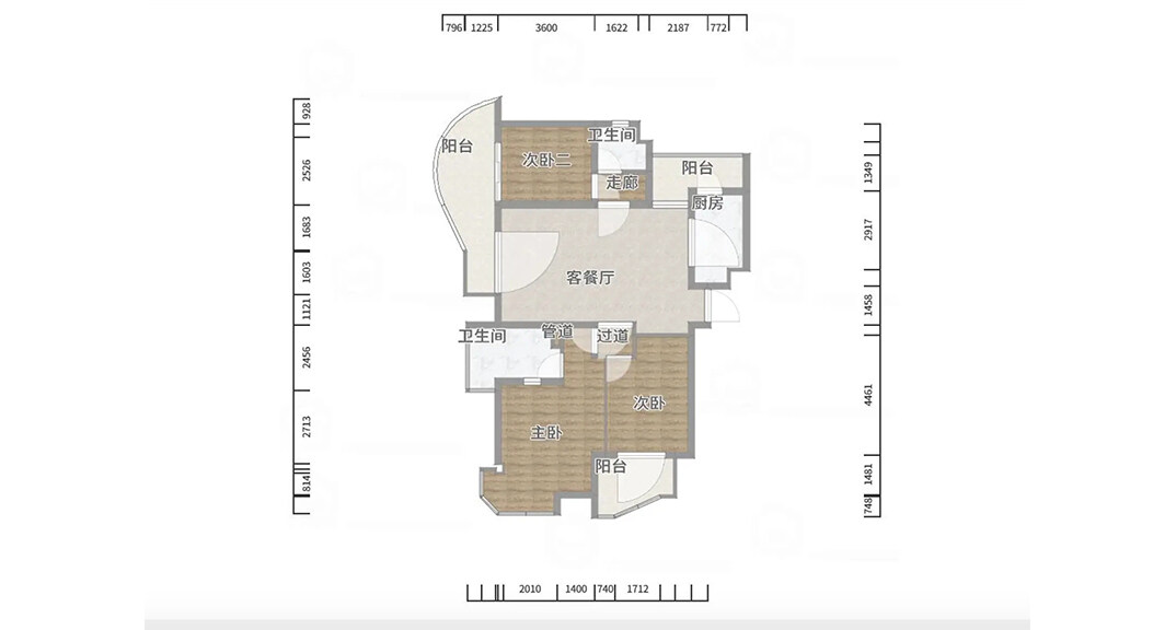 文鼎苑140㎡三室一厅户型平面结构图.jpg