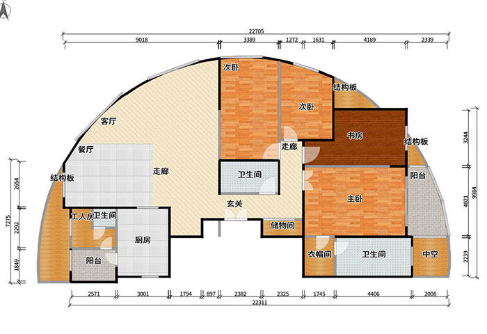 燕岛国际270㎡四室两厅户型平面结构图.jpg