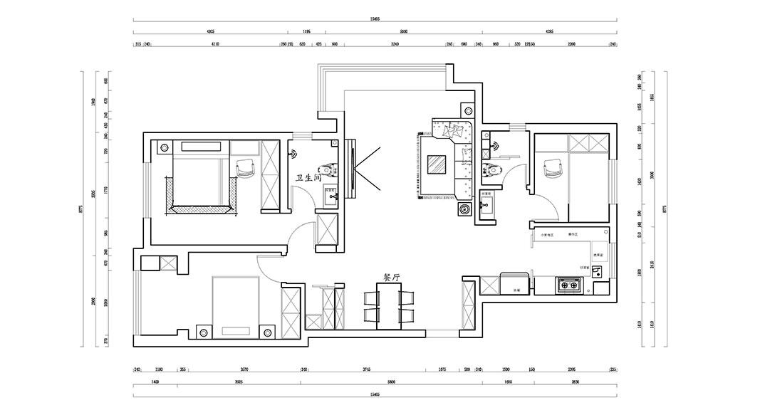 金地·锦宸135㎡三室二厅户型平面结构图.jpg